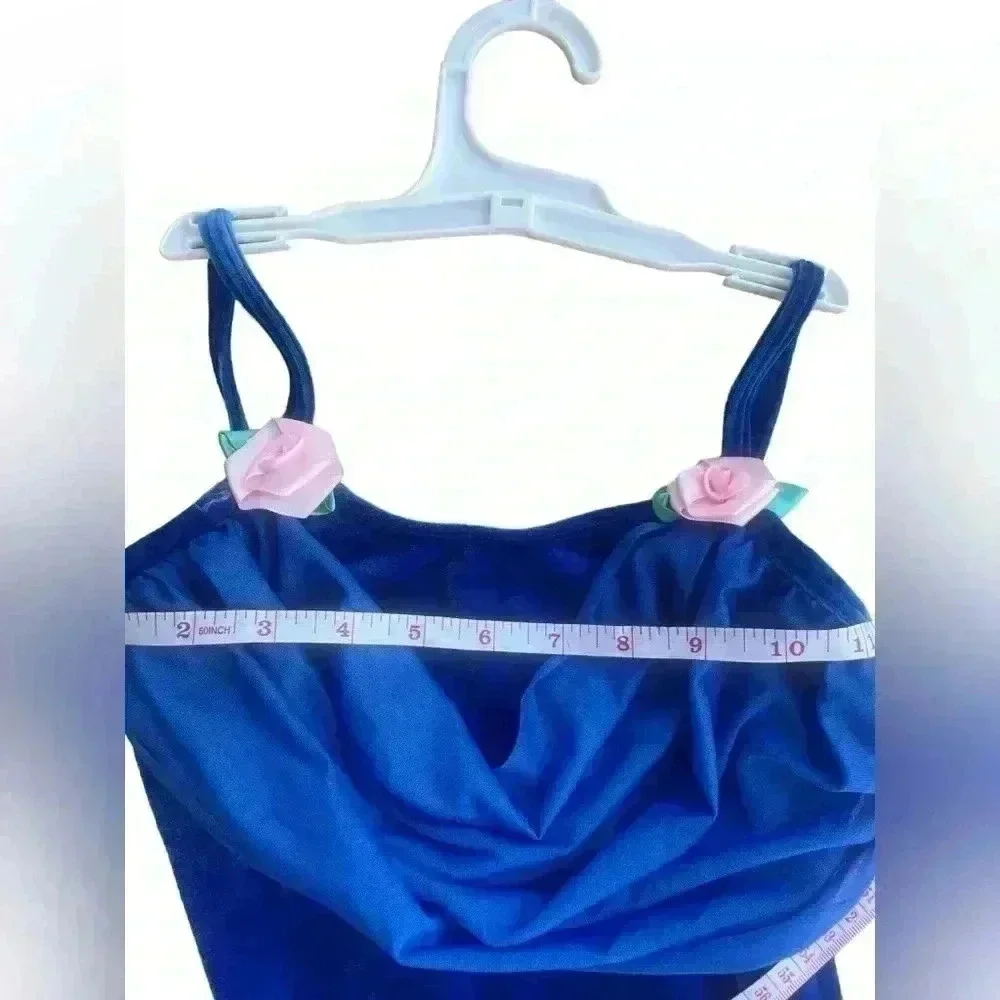 Boutique Girls Dance costume beautiful royal blue backless flower detail sz L